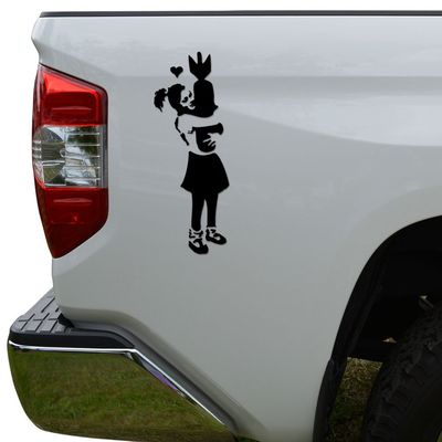 Banksys Love Not War Girl Nuke Die Cut Vinyl Decal Sticker For Car Truck Motorcycle Window Bumper Wall Decor Size- [15 inch/38 cm] Tall Color- Gloss Black