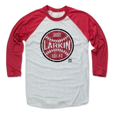 500 LEVEL Barry Larkin 3/4 Sleeve T-Shirt (Baseball Tee, XXX-Large, Red/Ash) - Barry Larkin Ball R