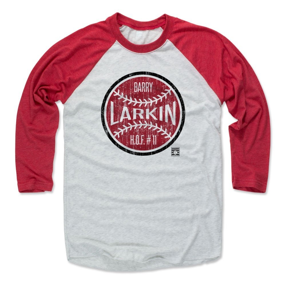 500 LEVEL Barry Larkin 3/4 Sleeve T-Shirt (Baseball Tee, XXX-Large, Red/Ash) - Barry Larkin Ball R