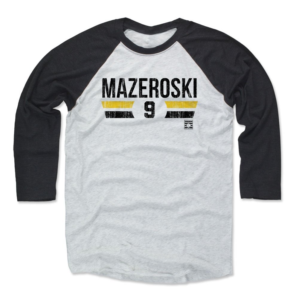 500 LEVEL Bill Mazeroski Tee Shirt (Baseball Tee, XXX-Large, Black/Ash) - Bill Mazeroski Font K