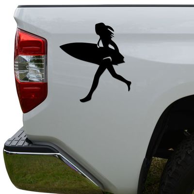 Rosie Decals Surfer Girl Surfing Die Cut Vinyl Decal Sticker For Car Truck Motorcycle Window Bumper Wall Decor Size- [8 inch/20 cm] Tall Color- Gloss Black