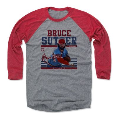 500 LEVEL Bruce Sutter 3/4 Sleeve T-Shirt (Baseball Tee, XXX-Large, Red/Heather Gray) - Bruce Sutter Sport R