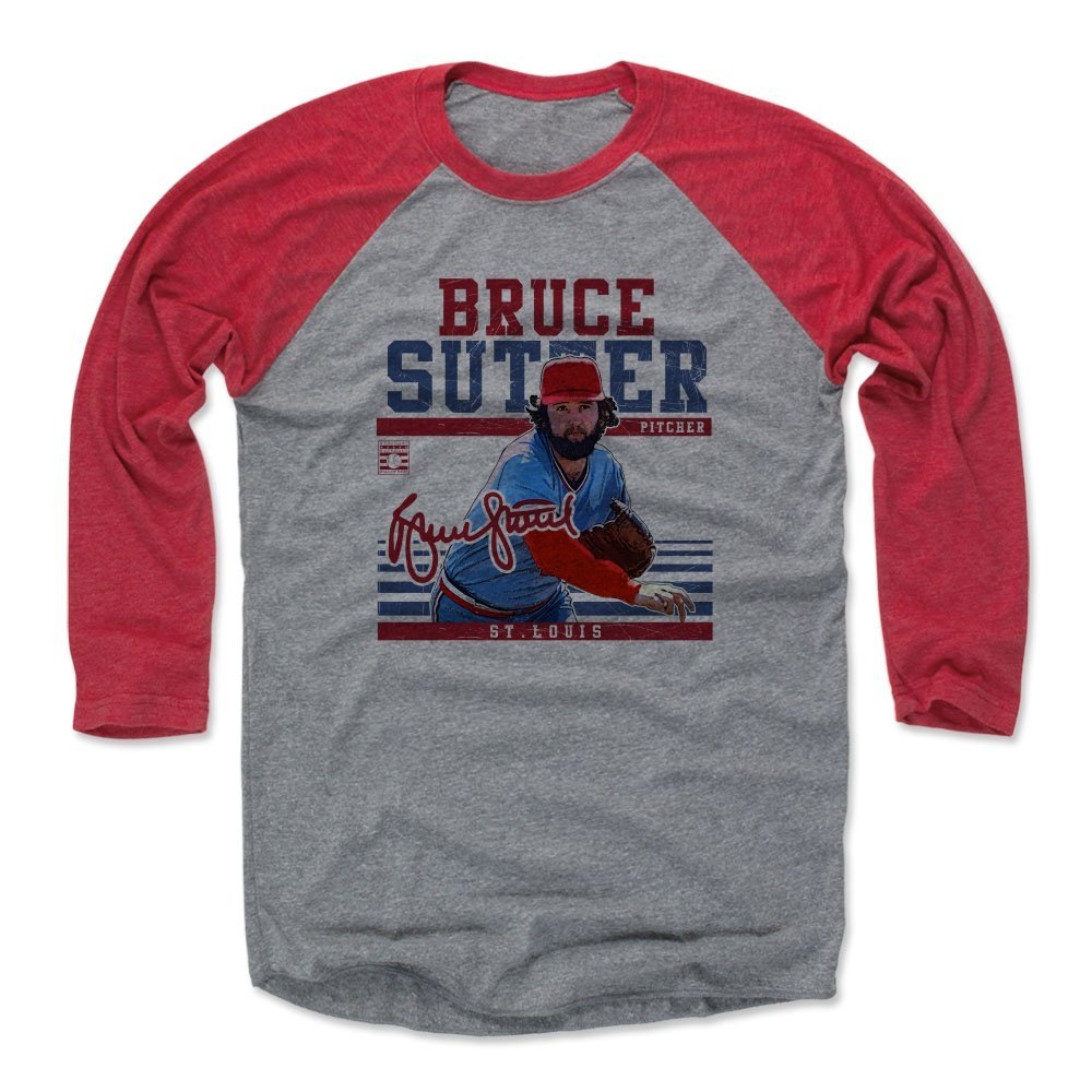 500 LEVEL Bruce Sutter 3/4 Sleeve T-Shirt (Baseball Tee, XXX-Large, Red/Heather Gray) - Bruce Sutter Sport R