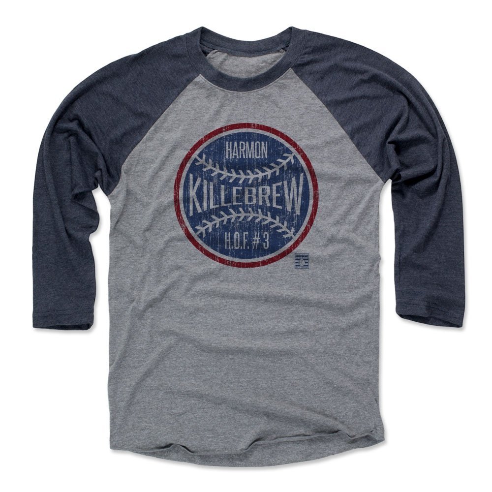 500 LEVEL Harmon Killebrew Tee Shirt (Baseball Tee, Large, Navy/Heather Gray) - Harmon Killebrew Ball B
