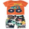 FTSUCQ Boys Cartoon Short Sleeve Shirt Top with Camo Shorts, Two-Pieces Sets,Orange 120 view 1