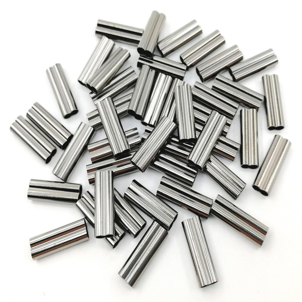 100pcs Fishing Double Barrel Crimp Sleeves, Strong Crimps Copper Wire Connectors for Rigging Fishing Leaders, Versatile Crimping Loop Sleeve 2.2mm