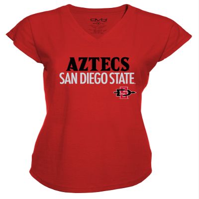 Old Varsity Brand NCAA South Dakota State Ladies Tri-Blend V-Neck T-Shirt, X-Large, Red
