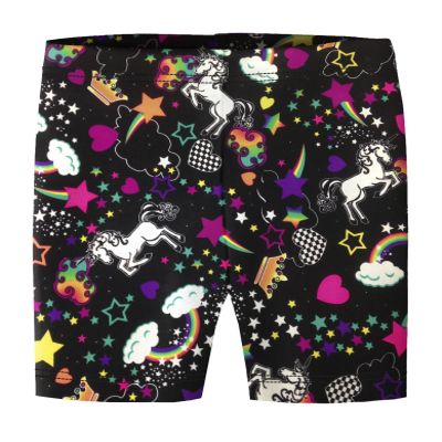 Made in USA Girls Underwear Novelty Bike Under Shorts Biker for Play School Uniform Dance Class and Under Dresses, Unicorn Black, 14