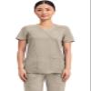 Cherokee Scrubs Top for Women Mock Wrap with 3 Pockets, Soft, 2-Way Stretch & Durable Fabric Plus Size - WW610, 4XL, Khaki view 1