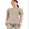 Cherokee Scrubs Top for Women Mock Wrap with 3 Pockets, Soft, 2-Way Stretch & Durable Fabric Plus Size - WW610, 4XL, Khaki view 2