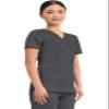 Cherokee Scrubs Top for Women Mock Wrap with 3 Pockets, Soft, 2-Way Stretch & Durable Fabric Plus Size - WW610, 3XL, Pewter view 4