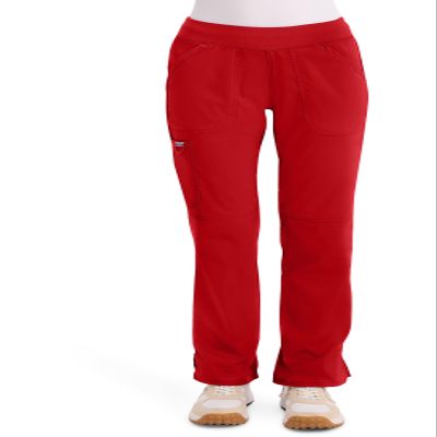 Cherokee Women Scrub Pant with Straight Leg Pull-on Pant Medical Bottom with 4 Pocket & 2-Way Stretch Fabric Plus Size - WW110, 3XL, Red