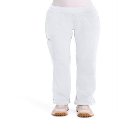Cherokee Women Scrub Pant with Straight Leg Pull-on Pant Medical Bottom with 4 Pocket & 2-Way Stretch Fabric Plus Size - WW110, 5XL, White