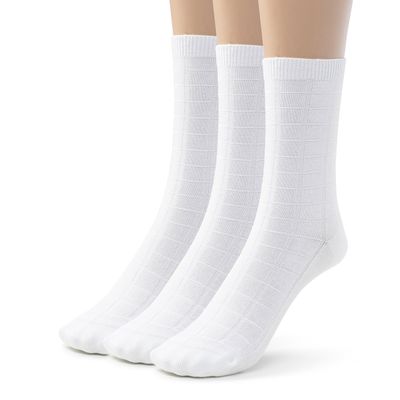 Silky Toes Viscose Bamboo Seamless Grid Dress Socks for Boys Girls, 3-6 Pk, Sensory School Uniform Crew Socks for kids