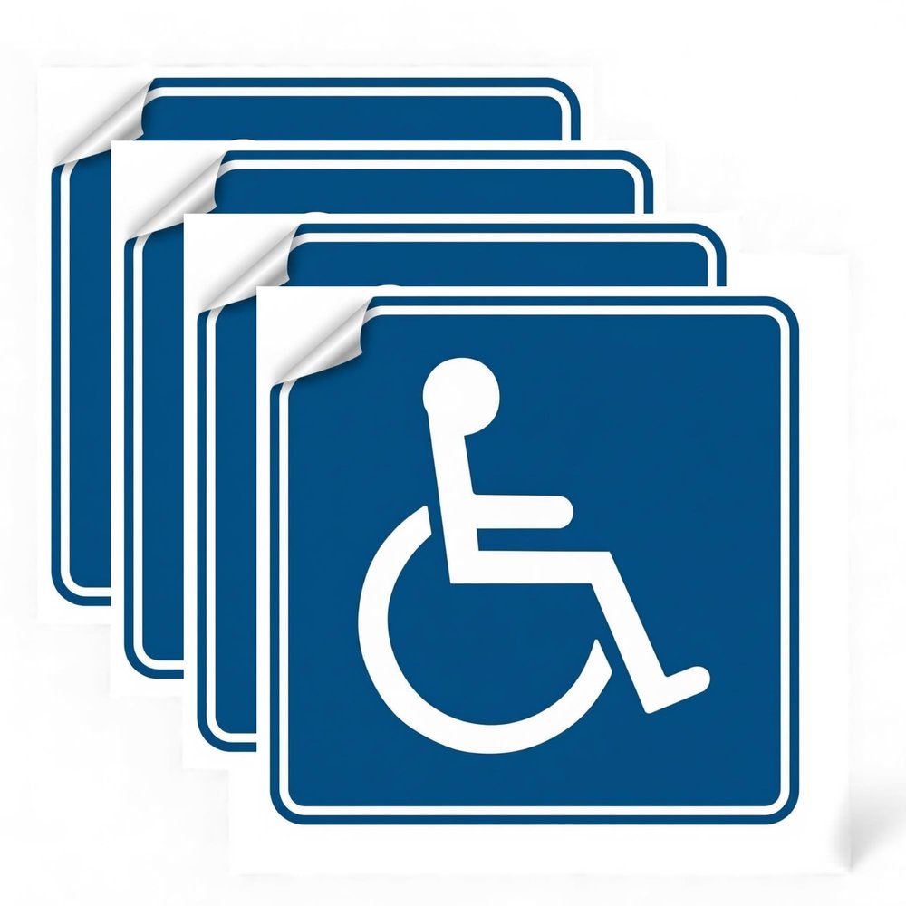 Pack of 4 Disabled/Wheelchair Symbol ADA Compliant Handicap Access Blue Stickers 3M Vinyl Decals (5"x5")