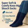 AWS/American Made Slouchy Scrunch Cotton Slouch Socks for Women Shoe Size 5 to 10 (Navy, 1 Pair) view 4