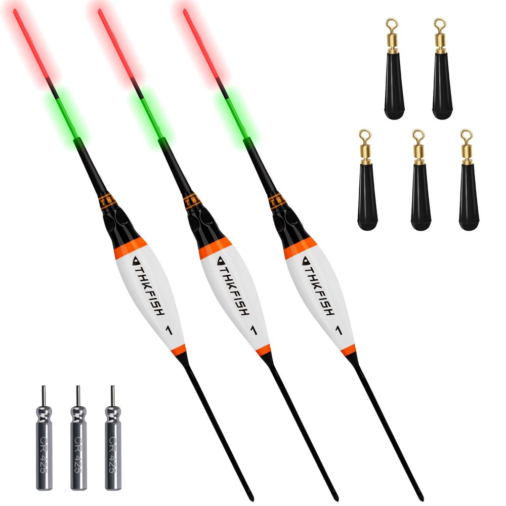 QualyQualy LED Fishing Floats and Bobbers for Night Fishing - 3pcs, 1/8oz