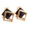 GRACE JUN Double Square Crystal Rhinestone Clip on Earrings Non Piercing for Women Ear Clip (Black) view 1
