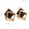 GRACE JUN Double Square Crystal Rhinestone Clip on Earrings Non Piercing for Women Ear Clip (Black) view 2