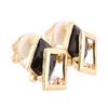 GRACE JUN Double Square Crystal Rhinestone Clip on Earrings Non Piercing for Women Ear Clip (Black) view 3