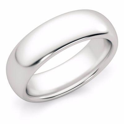 6mm Comfort Fit White Gold Wedding Band Ring - Size 5