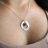 AJ's Collection Love Display with Personalized Sterling Silver Round Washer, Hand Finished. Includes up to 4 Crystal Birthstones or Pearls, and a choice of 925 Chain. Gift for Her view 3