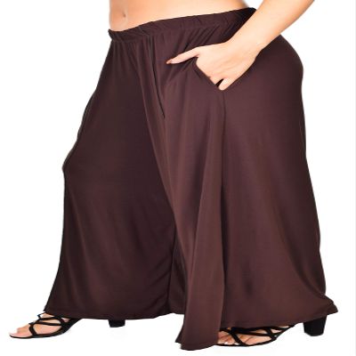 Dare2BStylish Women Plus Size Loose Fitting Boho Palazzo Pants Brown