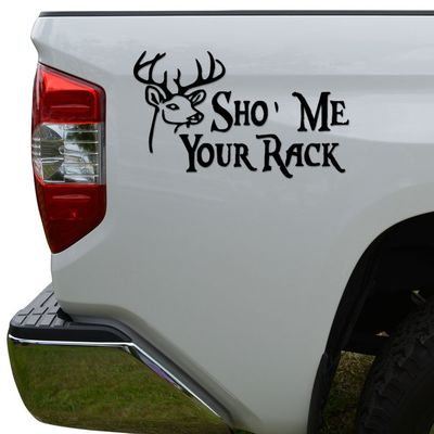 Rosie Decals Show Me Your Rack Deer Hunting Die Cut Vinyl Decal Sticker For Car Truck Motorcycle Window Bumper Wall Decor Size- [8 inch/20 cm] Wide Color- Matte White