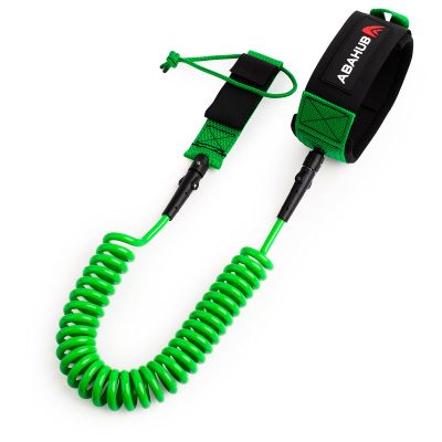 Abahub Premium Coil SUP Leash, 10 ft Green Coiled Paddle Board Leashes, 7.2mm Thick Legrope Strap for Longboard Surfboards, Stand-up Paddleboards, iSUP Replacement Leg Rope