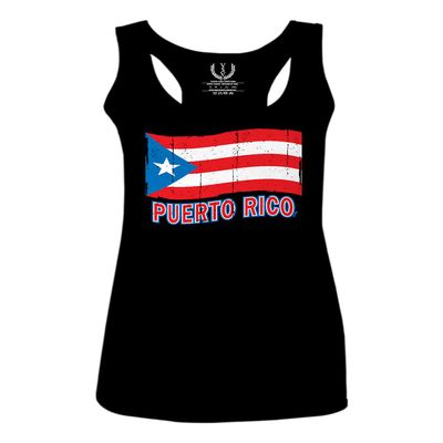 0037 Bandera Puerto Rico Flag Boricua Puerto Rican Nuyorican Pride Women's Tank Top Racerback (Black, Small)