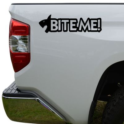 Bite Me Shark Die Cut Vinyl Decal Sticker For Car Truck Motorcycle Window Bumper Wall Decor Size- [15 inch/38 cm] Wide Color- Matte Black