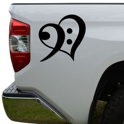 Bass Clef Heart Love Music Die Cut Vinyl Decal Sticker For Car Truck Motorcycle Window Bumper Wall Decor Size- [20 inch/50 cm] Tall Color- Matte Black