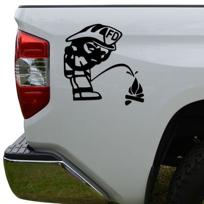 Rosie Decals Firefighter Piss On Fire Die Cut Vinyl Decal Sticker For Car Truck Motorcycle Window Bumper Wall Decor Size- [8 inch/20 cm] Tall Color- Matte Black