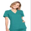 Cherokee Women's Workwear Core Stretch Mock Wrap Scrubs Shirt, Teal Blue, XXXXX-Large view 1