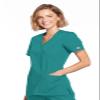 Cherokee Women's Workwear Core Stretch Mock Wrap Scrubs Shirt, Teal Blue, XXXXX-Large view 2