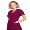 Cherokee Women's Workwear Core Stretch Mock Wrap Scrubs Shirt, Wine, XX-Large view 2