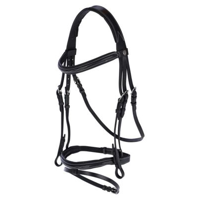 Covalliero Classic Leather Snaffle Bridle, Black, Full Size