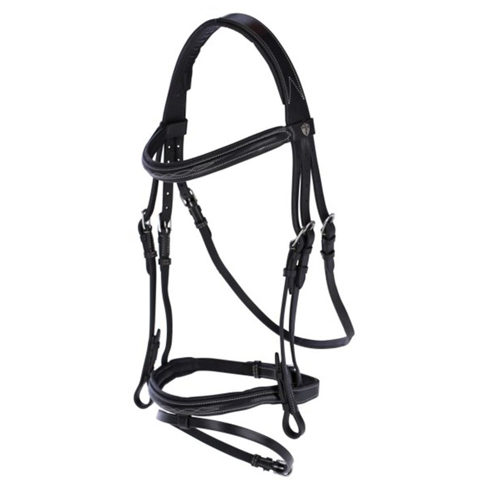 Covalliero Classic Leather Snaffle Bridle, Black, Full Size
