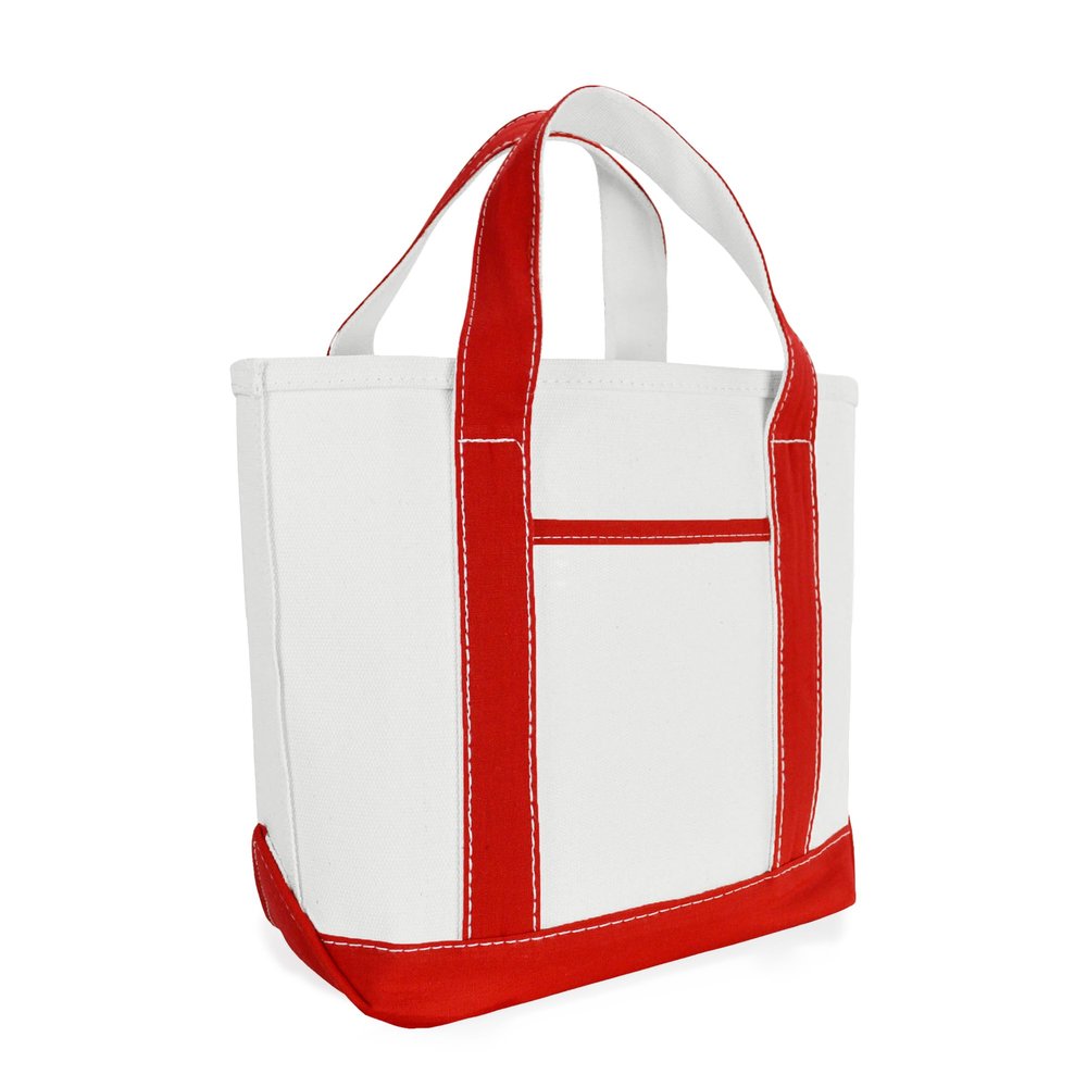 DALIX 14" Mini Small Cotton Canvas Party Favor Wedding Gift Tote Bag in Red White
