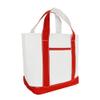 DALIX 14" Mini Small Cotton Canvas Party Favor Wedding Gift Tote Bag in Red White view 1