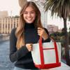 DALIX 14" Mini Small Cotton Canvas Party Favor Wedding Gift Tote Bag in Red White view 2