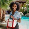 DALIX 14" Mini Small Cotton Canvas Party Favor Wedding Gift Tote Bag in Red White view 3
