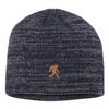 Go All Out One Size Navy/Dark Grey Marled Bigfoot Sasquatch Embroidered Knit Beanie Cap view 1
