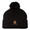 Go All Out One Size Black Pom Bigfoot Sasquatch Embroidered Knit Beanie Pom Cap view 1