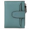 AINIMOER Women's RFID Blocking Leather Small Compact Bi-fold Zipper Pocket Wallet Card Case Purse with id Window (Lichee Gray Blue) view 1
