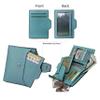 AINIMOER Women's RFID Blocking Leather Small Compact Bi-fold Zipper Pocket Wallet Card Case Purse with id Window (Lichee Gray Blue) view 3