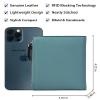 AINIMOER Women's RFID Blocking Leather Small Compact Bi-fold Zipper Pocket Wallet Card Case Purse with id Window (Lichee Gray Blue) view 4