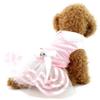 Ranphy Small Dog Cat Tutu Dress Princess Lace Skirt Yorkie Clothes for Female,Satin TiePink,Summer Shirt Navy Stripes Pink S view 1