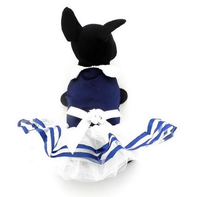 Ranphy Small Dog Cat Tutu Dress Princess Lace Skirt Yorkie Clothes for Female,Satin TieBlue,Summer Shirt Navy Stripes Blue XL