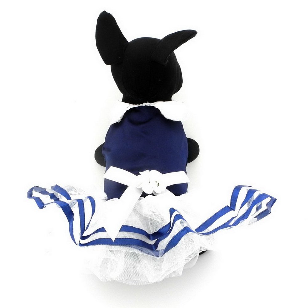 Ranphy Small Dog Cat Tutu Dress Princess Lace Skirt Yorkie Clothes for Female,Satin TieBlue,Summer Shirt Navy Stripes Blue XL